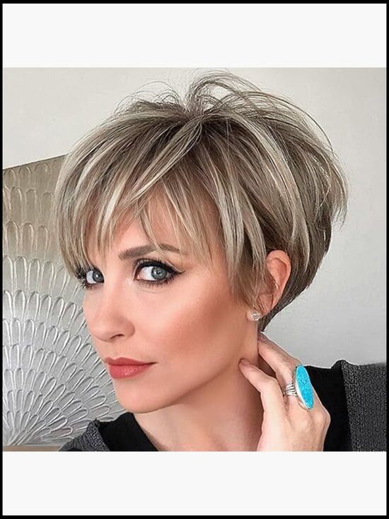 Fluffy Short Pixie Cut Wig Natural Look Lightweight Layered Bangs Daily Party main image 6
